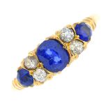 An early 20th century 18ct gold sapphire and diamond ring.