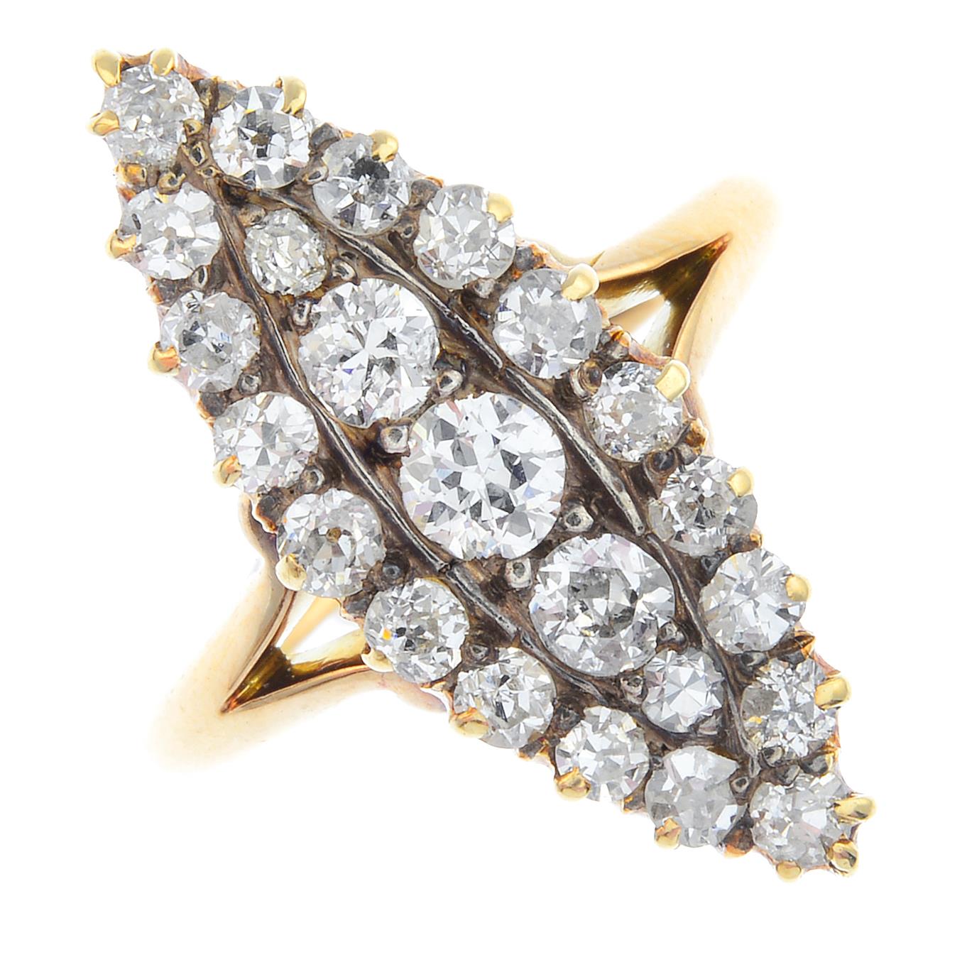 An early 20th century gold diamond cluster ring.