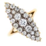 An early 20th century gold diamond cluster ring.