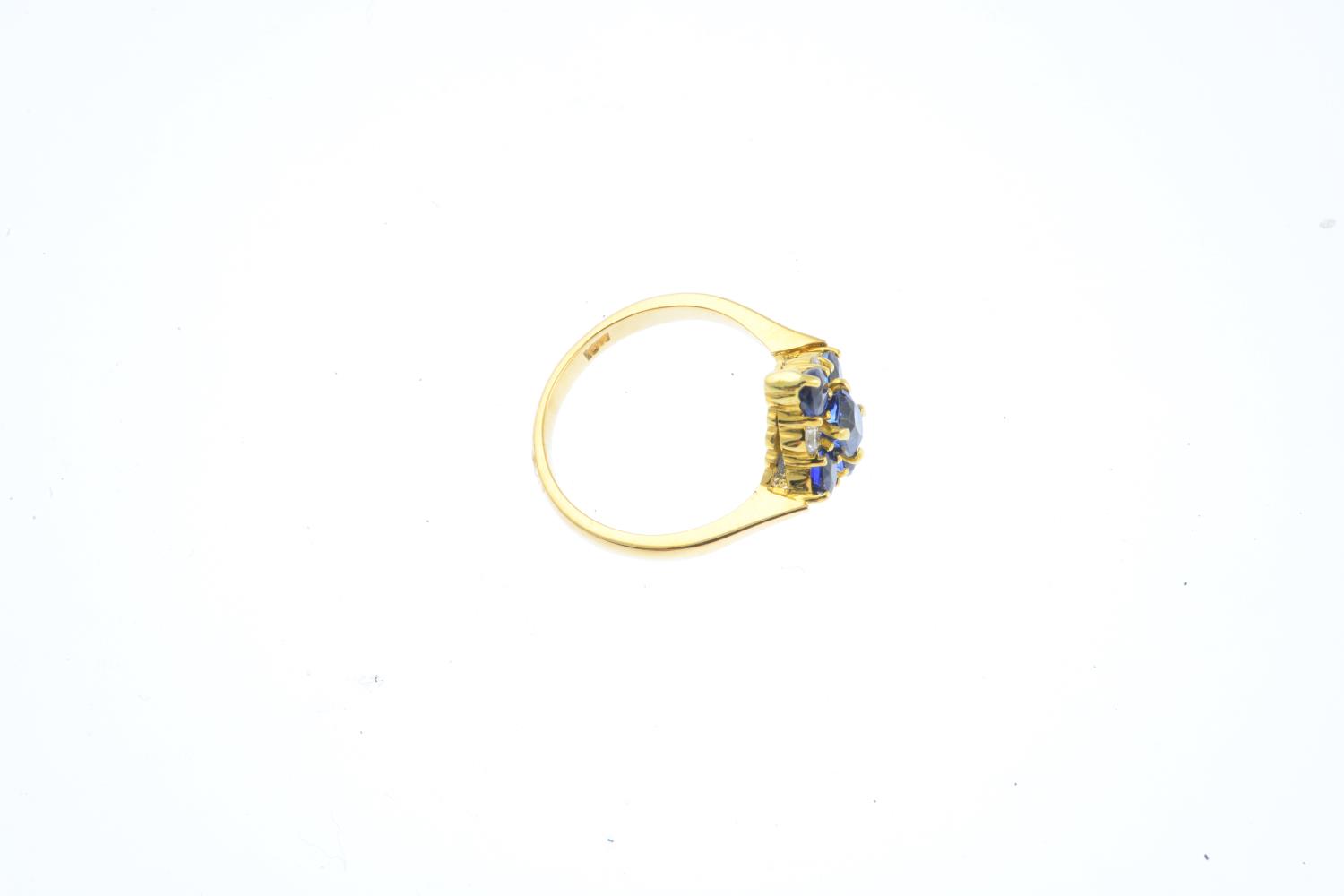 A sapphire and diamond cluster ring. - Image 3 of 3