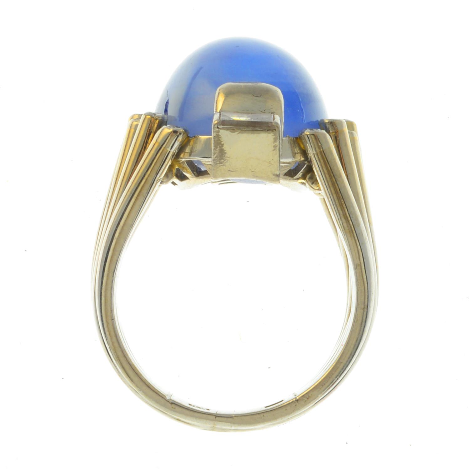 A mid 20th century 18ct gold star sapphire and diamond ring. - Image 2 of 3