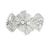 An Art Deco diamond double clip brooch.