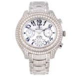 MONTEGA - a gentleman's chronograph bracelet watch. 18ct white gold factory diamond set case and