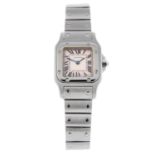 CARTIER - a Santos bracelet watch. Stainless steel case. Reference 1565, serial 928387CD. Signed