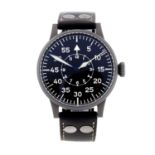 LACO - a gentleman's Flieger wrist watch. Stainless steel case. Reference 127-560, serial Fl.