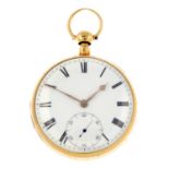 An open face quarter repeater pocket watch by William Hollister. 18ct yellow gold case, hallmarked