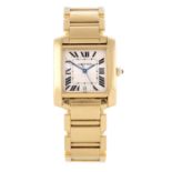CARTIER - a Tank Francaise bracelet watch. 18ct yellow gold case. Reference 1840, serial MG260407.