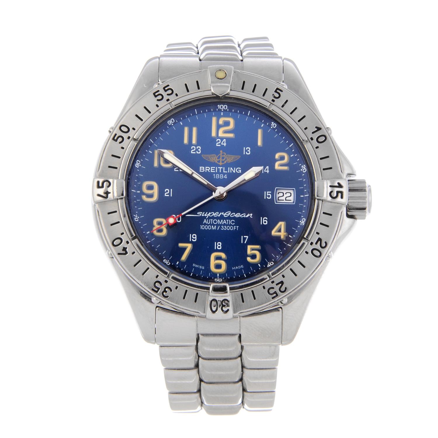 BREITLING - a gentleman's Aeromarine SuperOcean bracelet watch. Stainless steel case with calibrated