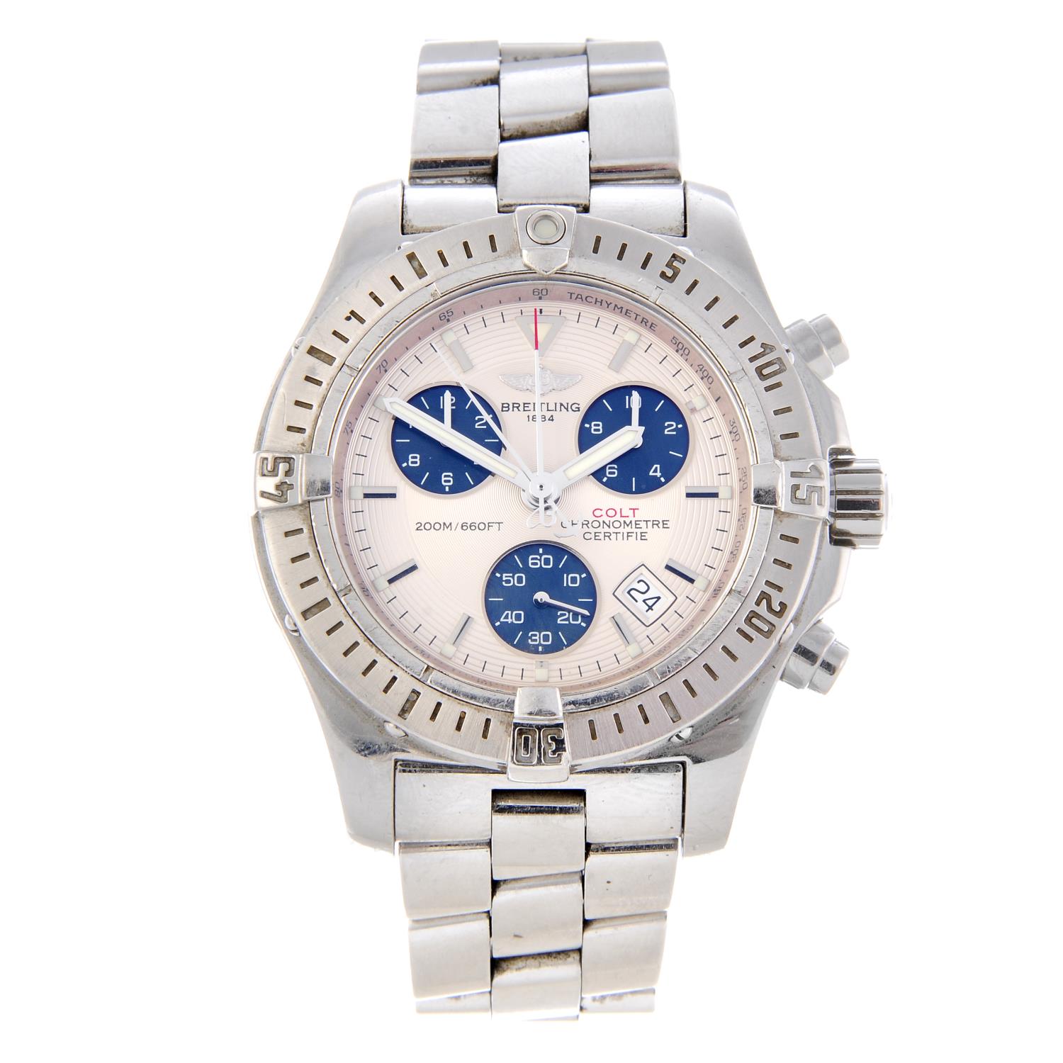 BREITLING - a gentleman's Colt chronograph bracelet watch. Stainless steel case with calibrated