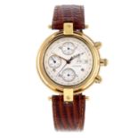 DUBOIS - a gentleman's chronograph wrist watch. Gold plated case with stainless steel case back.