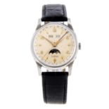 ZODIAC - a gentleman's triple date moonphase wrist watch. Stainless steel case. Numbered 318225.