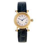 CARTIER - a Diabolo wrist watch. 18ct yellow gold case with engraved case back. Reference 1440,