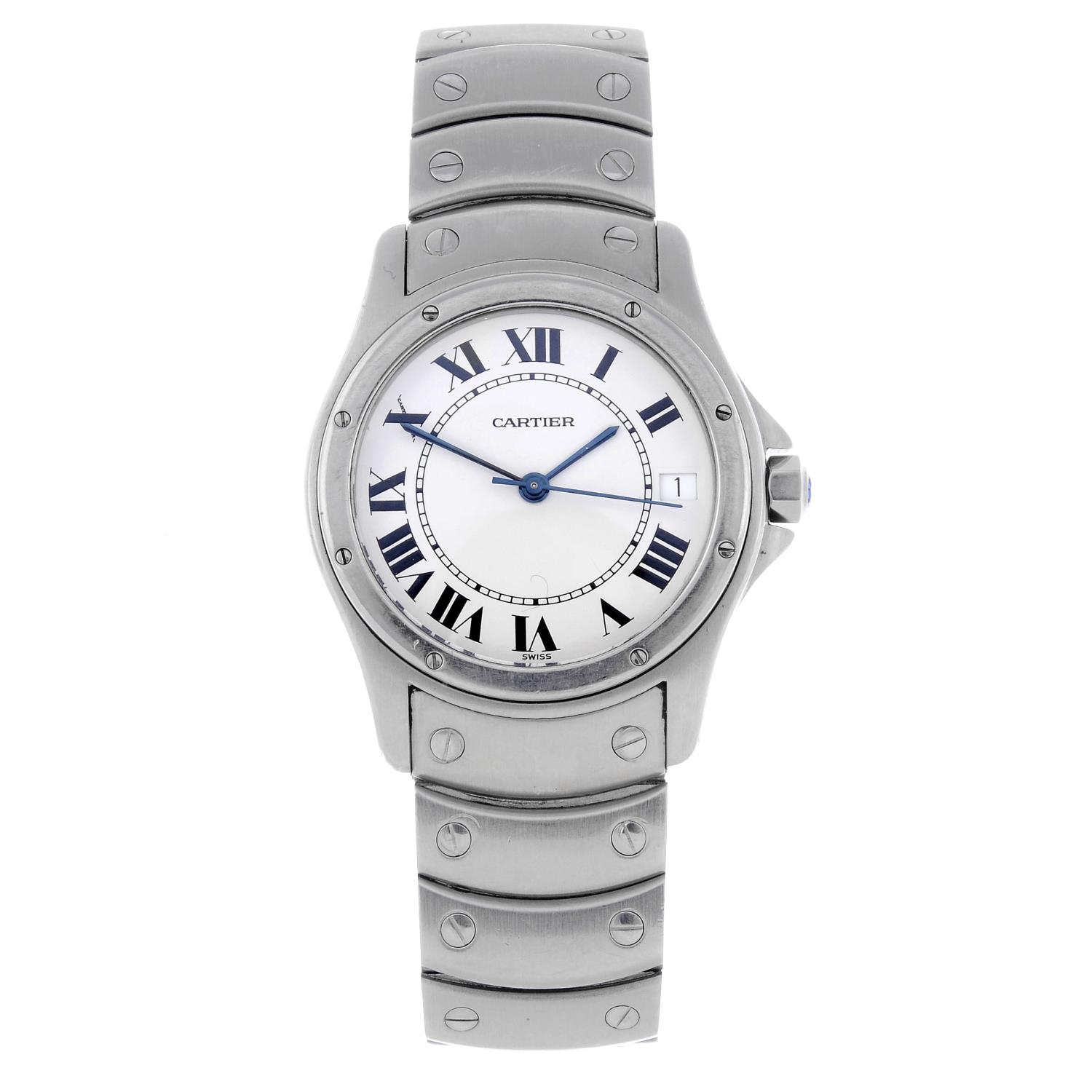 CARTIER - a Cougar bracelet watch. Stainless steel case with engraved case back. Reference 1920,