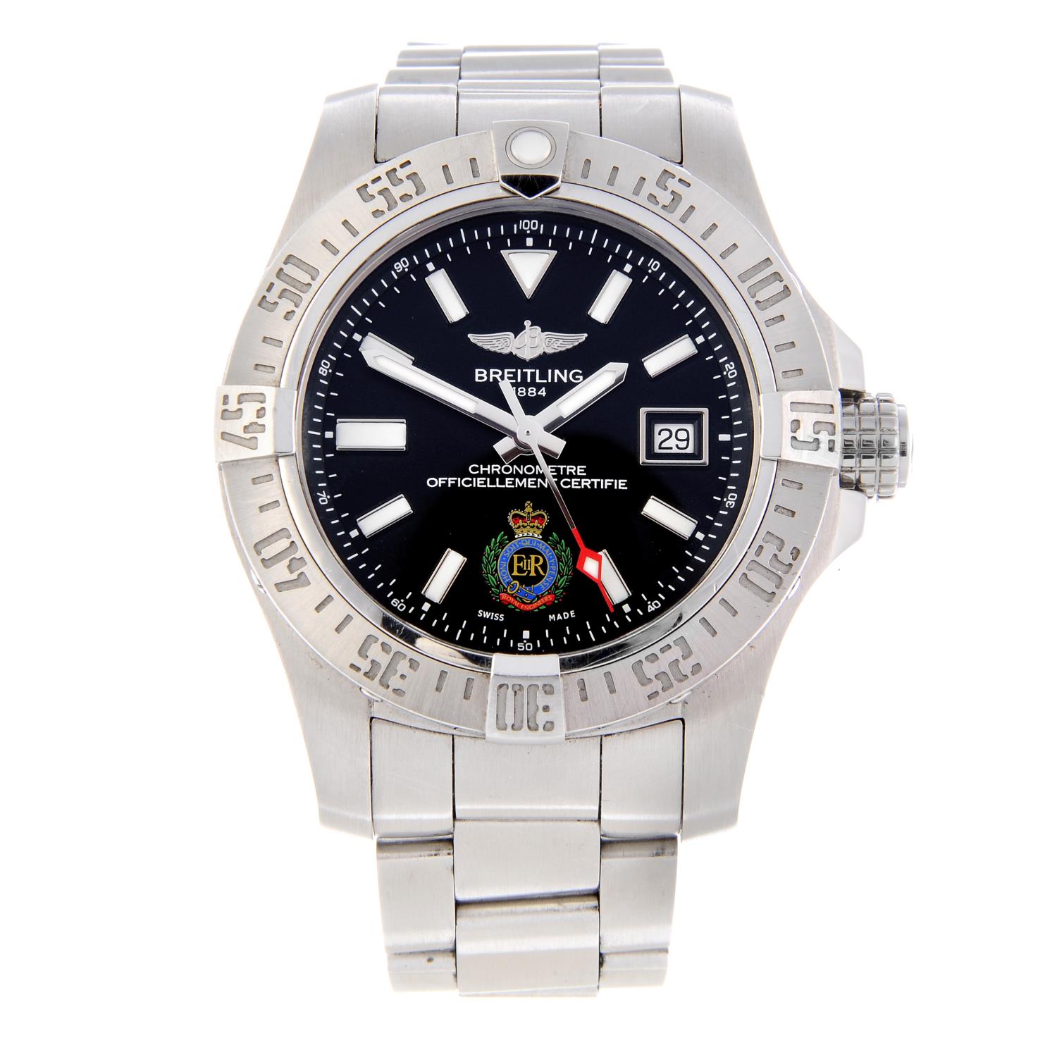 BREITLING - a limited edition gentleman's Avenger II Seawolf Royal Engineers bracelet watch.