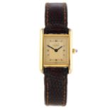 CARTIER - a Must De Cartier Tank wrist watch. Gold plated silver case. Numbered 43067 366001. Signed