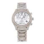 MONTEGA - a lady's chronograph bracelet watch. 18ct white gold factory diamond set case and bezel.