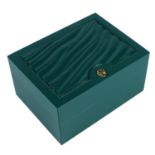 ROLEX - a complete watch box. Outer sleeve has marks and discolouration, the edges are battered