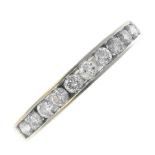 A diamond half eternity ring. Designed as a brilliant-cut diamond line, within a channel setting.