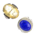 Thirty-one gem-set rings. To include a lapis lazuli single-stone ring, a fluorite single-stone ring,