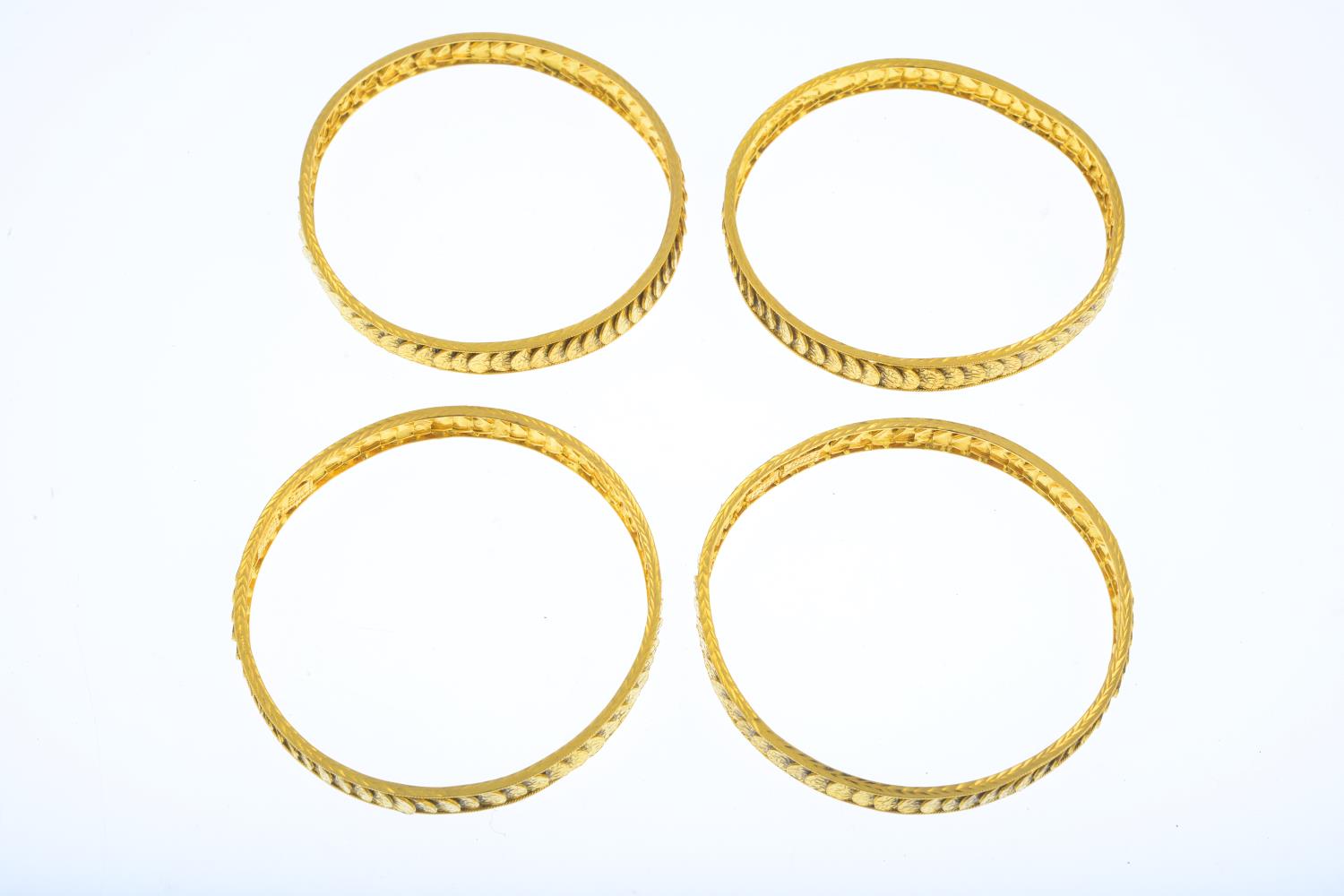 (101283) Four textured bangles. Diameter 6cms. Weight 60.4gms. Please be aware that the above - Image 2 of 2