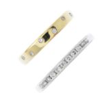 Two 9ct gold diamond rings. To include a brilliant-cut diamond half eternity ring, with a