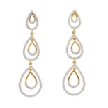 A pair of diamond earrings. Each designed as a graduated series of brilliant-cut diamond