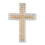 (205872) A diamond cross pendant. Of bi-colour design, the brilliant-cut diamond cross, with