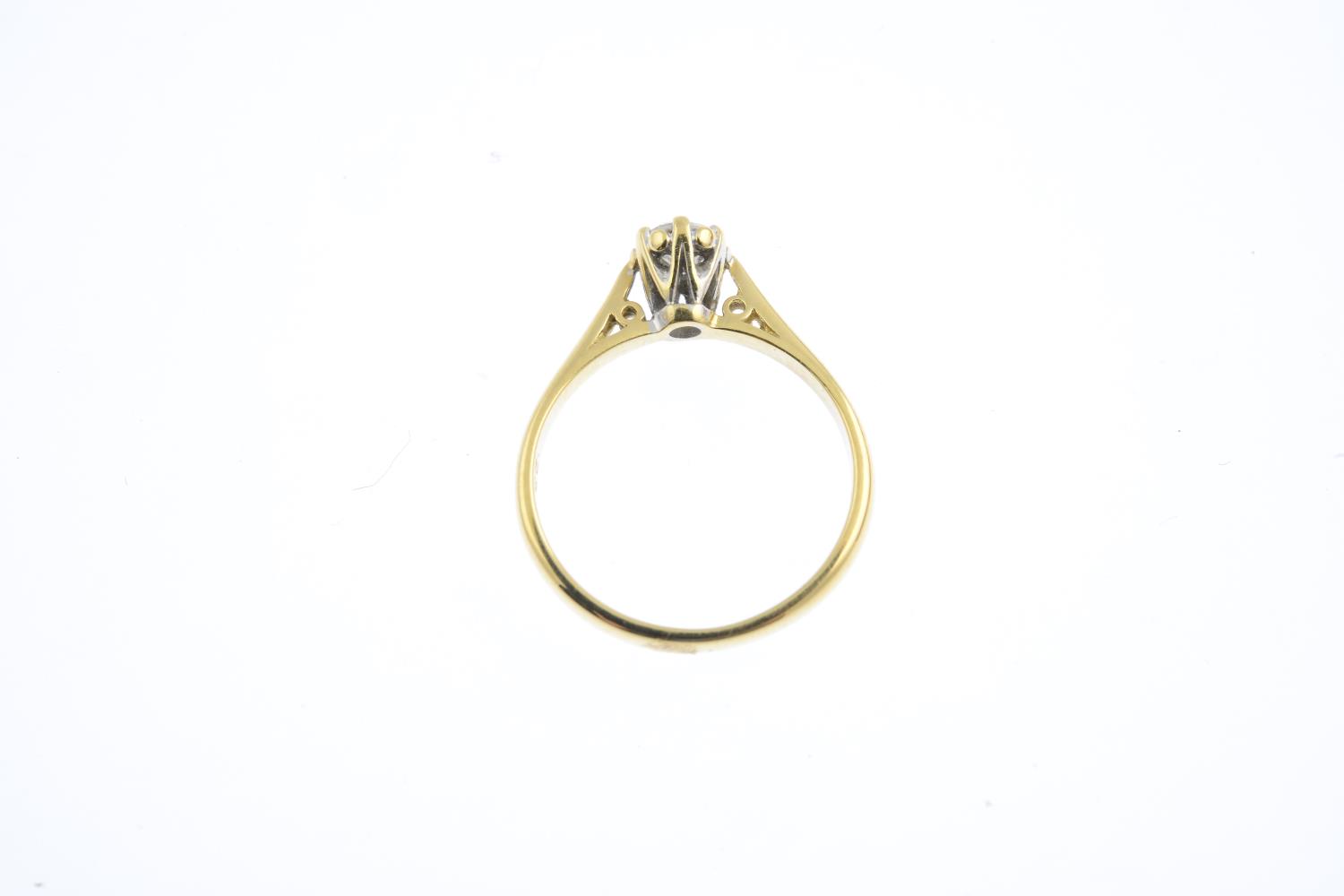 An 18ct gold diamond single-stone ring. The brilliant-cut diamond, with tapered shoulders. Estimated - Image 2 of 3