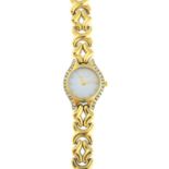 BUECHE GIROD - A 9ct gold lady's watch. The circular dial and baton hourly markers, with brilliant-