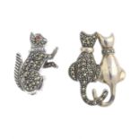 A selection of marcasite jewellery. To include eight marcasite animal brooches, with a pair of