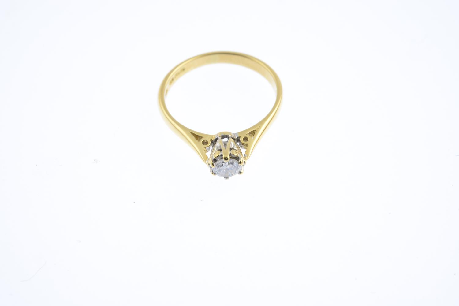 An 18ct gold diamond single-stone ring. The brilliant-cut diamond, with tapered shoulders. Estimated - Image 3 of 3