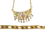 (210168) Six necklaces. To include a gem-set necklace, an openwork floral necklace, with four