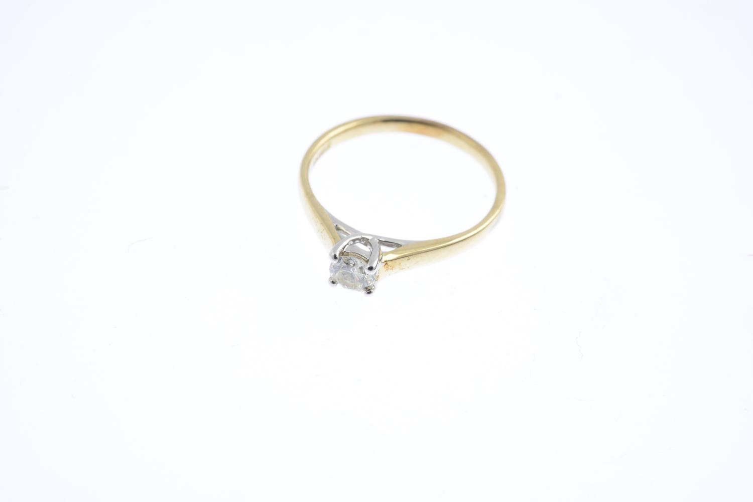 A 9ct gold diamond single-stone ring. The brilliant-cut diamond, with tapered shoulders. Estimated - Image 3 of 3