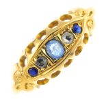 An early 20th century 18ct gold diamond and sapphire ring. Designed as an alternating circular and