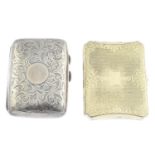 Seven items. To include three silver compacts, a silver cigarette case, a silver vesta case, with