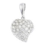 An 18ct gold diamond pendant. The pave-set diamond stylised heart, suspended from a tapered