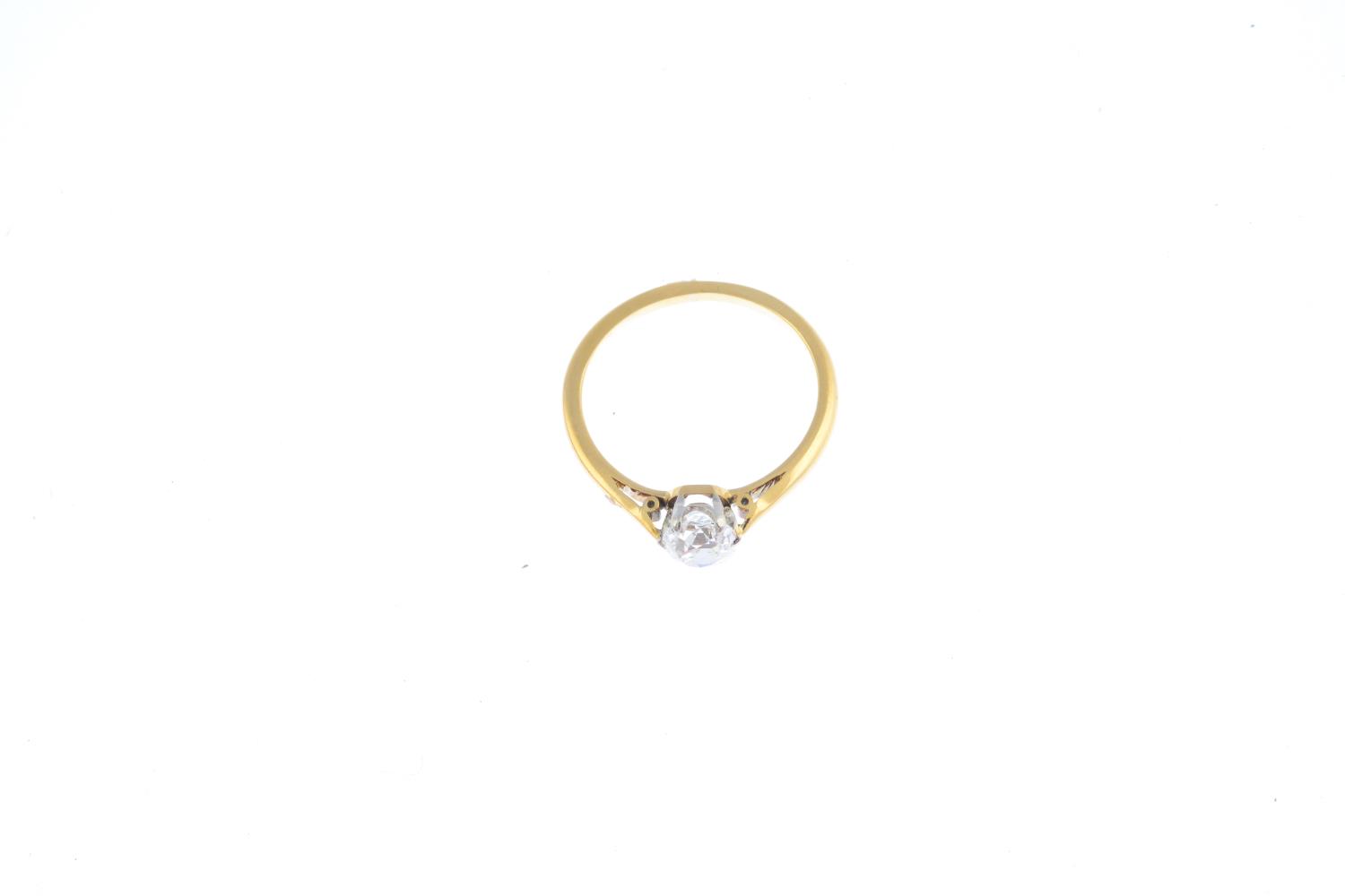 A diamond single-stone ring. The old-cut diamond, with tapered shoulders. Diamond weight 0.79ct, H-I - Image 3 of 3