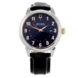 BULOVA - a gentleman's Accutron Gemini GMT wrist watch. Stainless steel case with exhibition case
