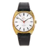 BULOVA - a gentleman's wrist watch. Gold plated case with stainless steel case back. Numbered 1-