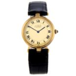 CARTIER - a Must de Cartier wrist watch. Gold plated silver case. Reference 1861, serial CC152544.