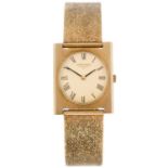 LONGINES - a gentleman's bracelet watch. 9ct yellow gold case, hallmarked London 1972. Numbered