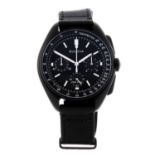 BULOVA - a gentleman's Lunar Pilot chronograph wrist watch. Black IP-coated stainless steel case.