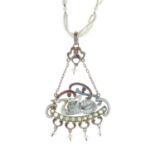 An early 20th century enamel and gem-set pendant.