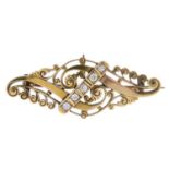 A late Victorian 15ct gold diamond brooch.