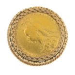 (209869) A 9ct gold mounted full sovereign ring.