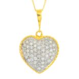 An 18ct gold diamond heart-shape pendant.