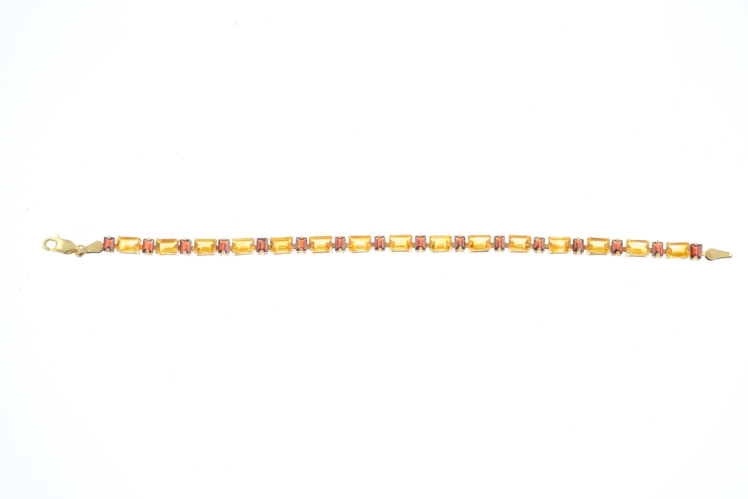 A 9ct gold citrine and garnet bracelet. - Image 2 of 2