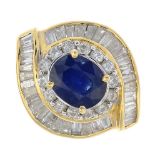 An 18ct gold sapphire and diamond dress ring.