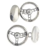 A selection of silver and white metal jewellery. To include a pair of novelty cufflinks of