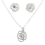 A selection of silver and white metal jewellery. To include a pendant and earring set featuring a